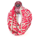 Snŵd Streip Anifail Mafon | Raspberry Animal Stripe Snood