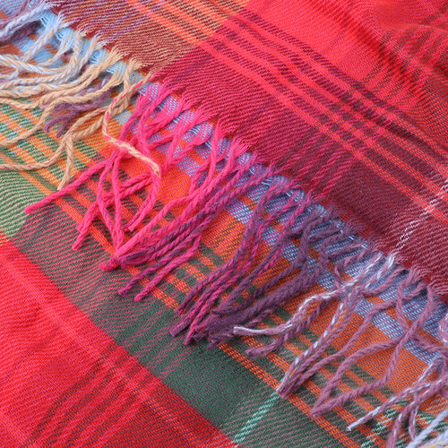 Sgarff Siec Mafon | Raspberry Mix Check Scarf