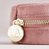 Cas Gemwaith Teithio Melfed - Pinc | Round Velvet Travel Jewellery Case - Rose Pink