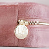 Cas Gemwaith Teithio Melfed - Pinc | Square Velvet Travel Jewellery Case - Rose Pink