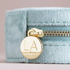 Cas Gemwaith Teithio Melfed - Mintys | Round Velvet Travel Jewellery Case - Mint Green