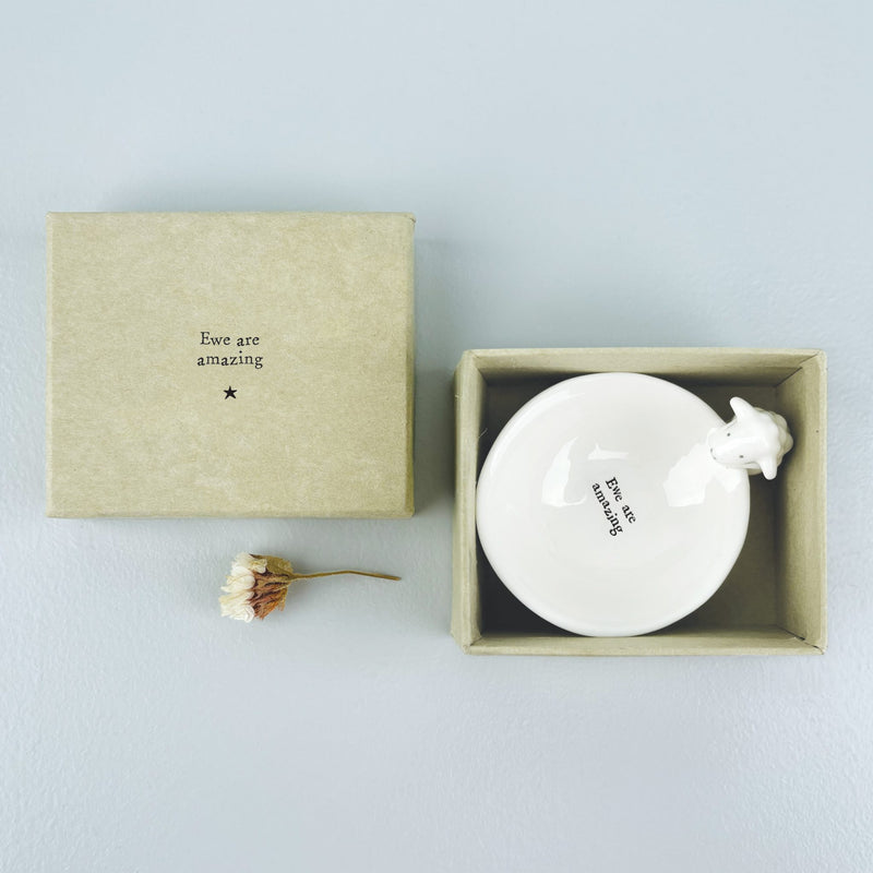 Desgyl Borslen | East of India Small Porcelain Bowl - Sheep