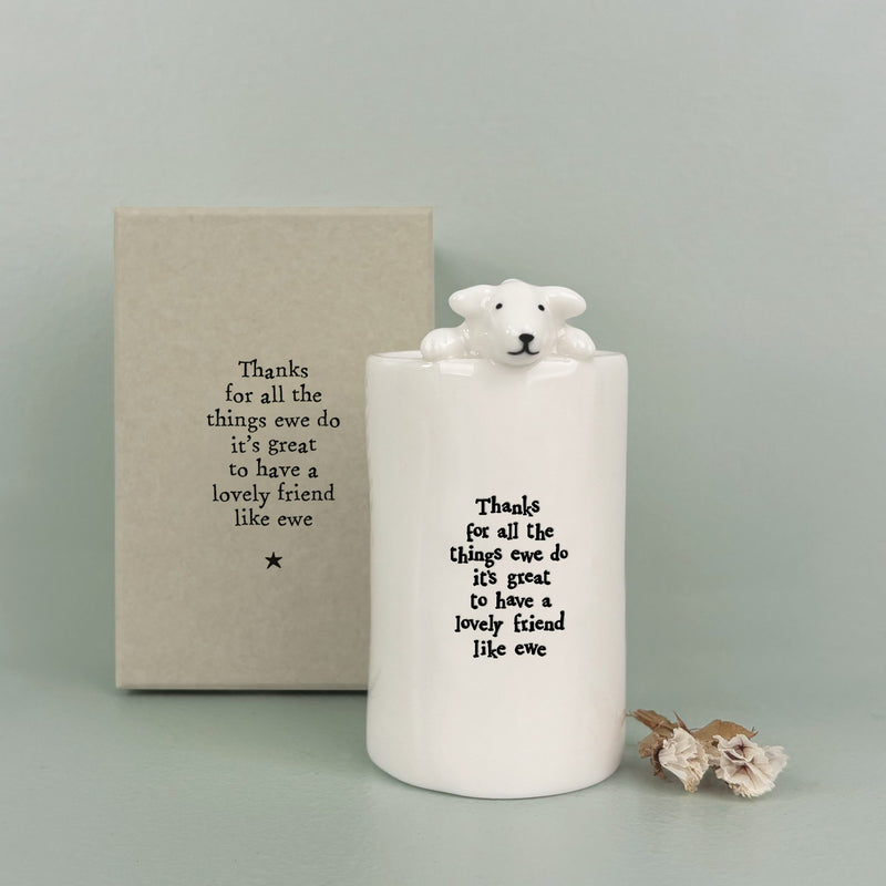Fâs Borslen | East of India Porcelain Vase - Sheep