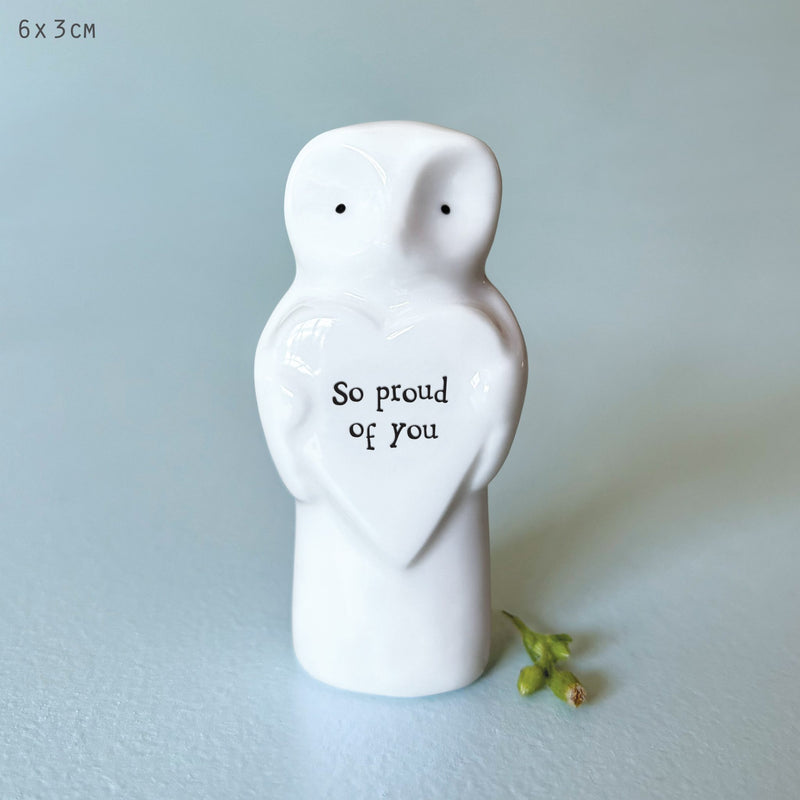 Tylluan Fach Porslen | East of India Porcelain Heart Animal - Owl
