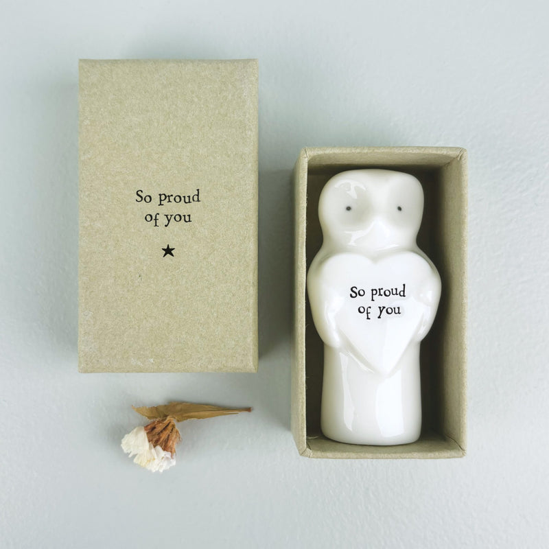 Tylluan Fach Porslen | East of India Porcelain Heart Animal - Owl
