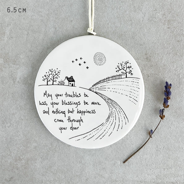Addurn Porslen | East of India Porcelain Hanger – May your troubles be less