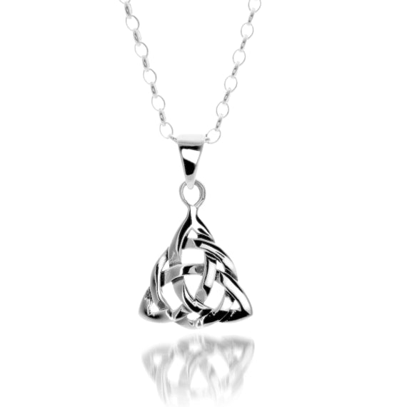 Cadwyn Cwlwm Celtaidd Triongl Arian | Welsh Trianglular Celtic Knot Silver Necklace