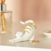 Daliwr Modrwyau Cath Seramig yn Ymestyn | Ceramic Stretching Cat Ring Holder