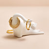 Daliwr Modrwyau Cath Seramig yn Ymestyn | Ceramic Stretching Cat Ring Holder