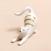 Daliwr Modrwyau Cath Seramig yn Ymestyn | Ceramic Stretching Cat Ring Holder