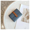 Pwrs Lledr Dau Liw | Small Two Tone Leather Purse - Blue/Tan