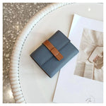Pwrs Lledr Dau Liw | Small Two Tone Leather Purse - Blue/Tan