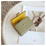 Pwrs Lledr Dau Liw | Small Two Tone Leather Purse - Grey/Yellow