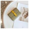Pwrs Lledr Dau Liw | Small Two Tone Leather Purse - Grey/Yellow