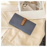 Pwrs Lledr Dau Liw | Large Two Tone Leather Purse - Blue/Tan