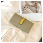 Pwrs Lledr Dau Liw | Large Two Tone Leather Purse - Grey/Yellow
