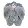 Sliperi Ffwr Ffug Llwyd  - Canolig / Mawr | Soft Grey Fluffy Faux Fur Slippers - MEDIUM / LARGE