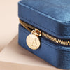 Cas Gemwaith Teithio Melfed - Nêfi | Square Velvet Travel Jewellery Case - Navy Blue