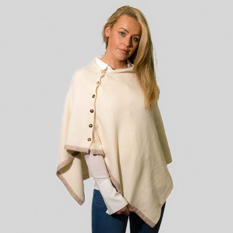 Poncho Botymau - Hufen | Button Through Poncho – Soft Cream