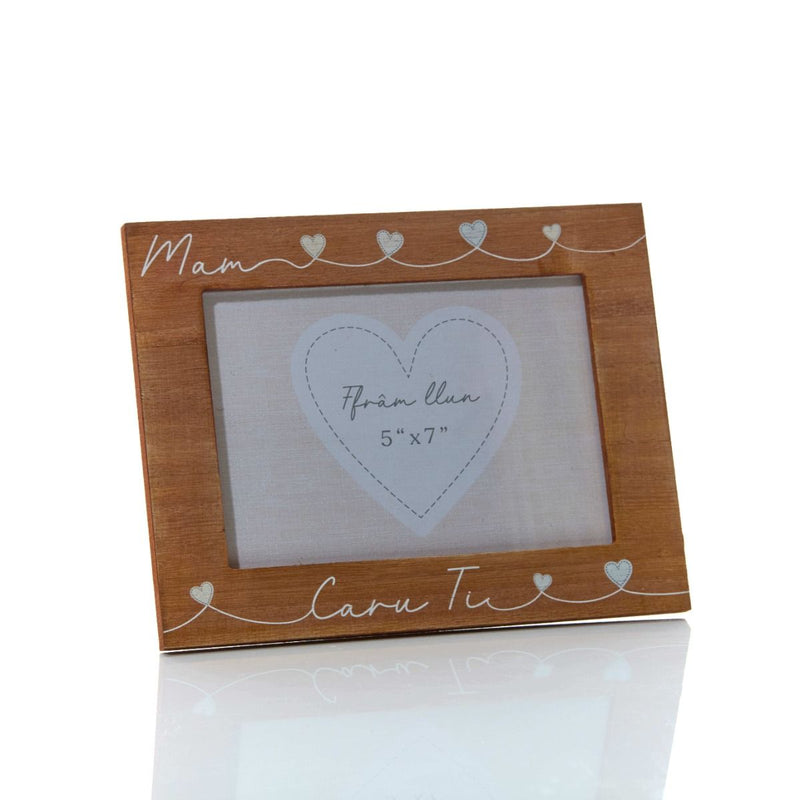 Ffram Llun Pren - Mam, Caru Ti | Wood Photoframe - 5" X 7"