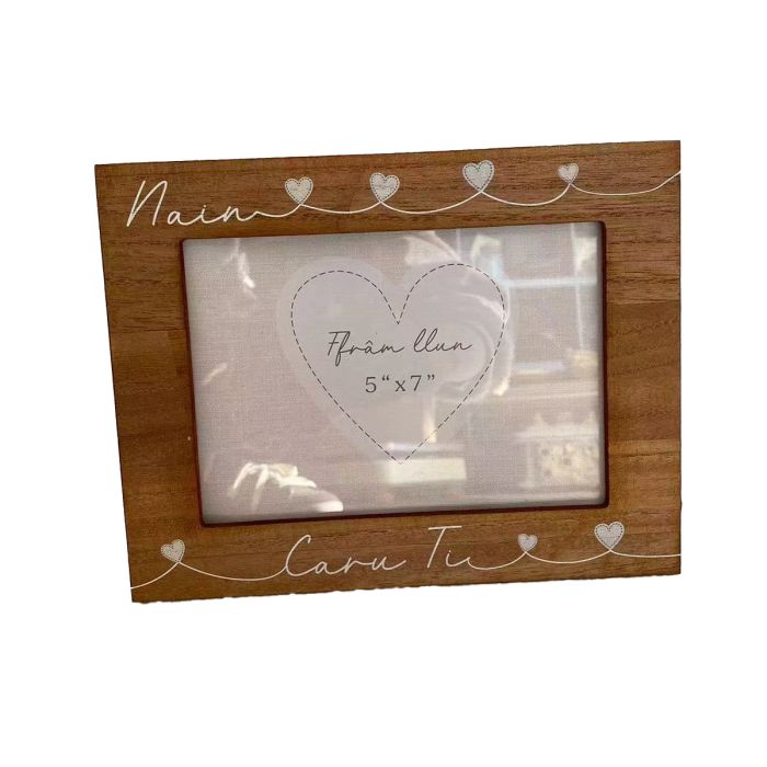 Ffram Llun Pren - Nain, Caru Ti | Wood Photoframe - 5" X 7"