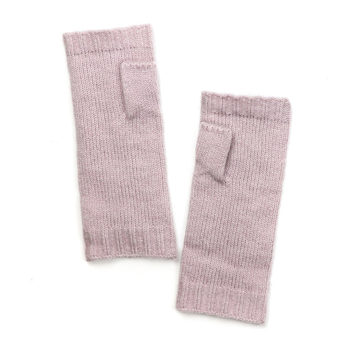 Dusky pink cable knit recycled wrist warmers