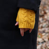 Mustard cable knit recycled wrist warmers