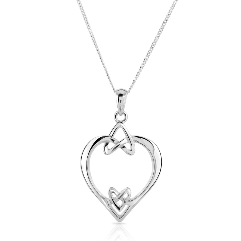 Cadwyn Calon a Clymau celtaidd | Silver Heart and Celtic Knots Necklace