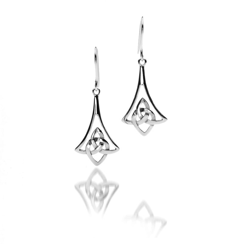 Clustdlysau Cwlwm Celtaidd Cloch Arian | Welsh Celtic Bell Silver Earrings