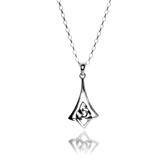 Cadwyn Cwlwm Celtaidd Cloch Arian | Welsh Celtic Bell Silver Necklace