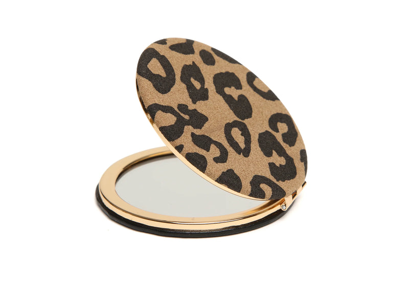 Drych Poced - Llewpart | Compact Mirror by Alice Wheeler - Leopard