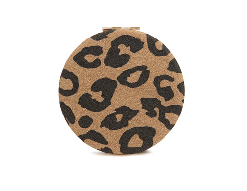 Drych Poced - Llewpart | Compact Mirror by Alice Wheeler - Leopard