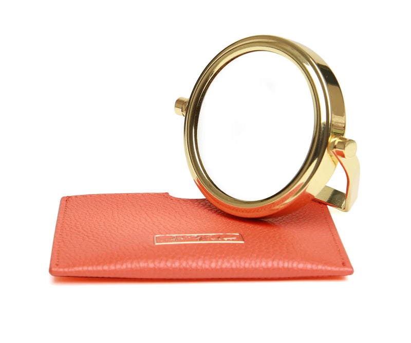 Drych Trafeilio - Oren | Travel Mirror by Alice Wheeler - Orange