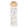 Potel Ddwr Wydr a Bambw - Blodau Hardd | Glass & Bamboo Water Bottle - Blooming Lovely