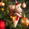 Addurn Nadolig Ffelt - Mochyn Mawr a Bach | Christmas Felt Decoration - Pig with Backpack