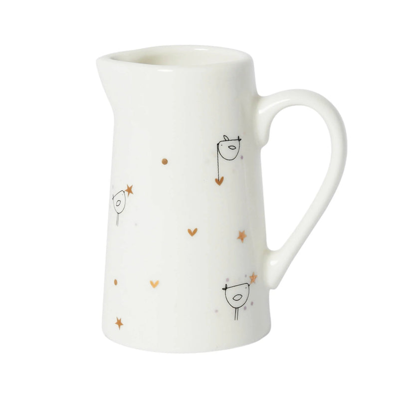 Jwg Flodau Fechan - Aderyn Bach | Tiny Ceramic Jug - Bird Repeat