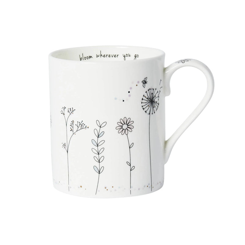 Mwg Tsieina - Blodau Gwyllt | Fine Bone China Mug - Wildflowers