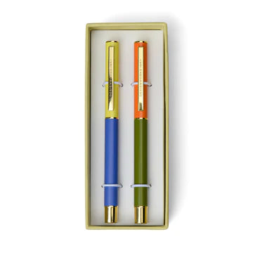 Ysgrifbinnau - Glas a Gwyrdd  | Colour Block Pens - Cobalt & Army Green