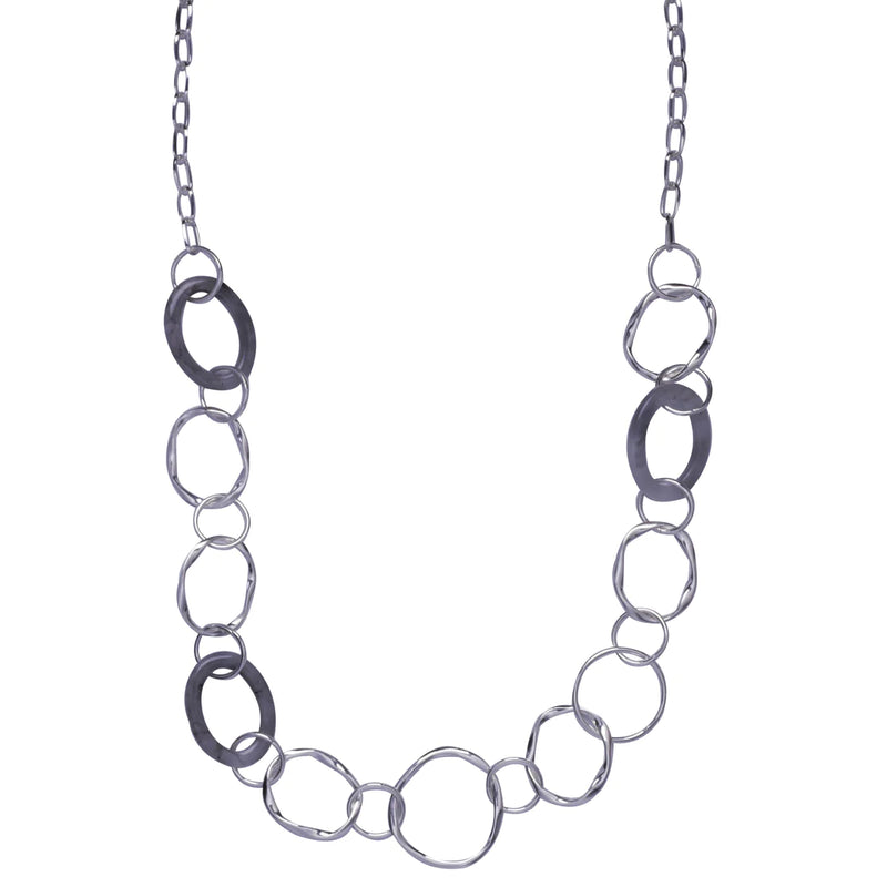 Cadwen Hir | Resin Geometric Long Necklace - Grey & Silver