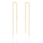 Clustdlysau Aur | Gold Plated Silver Threader Short Bar Earrings - Brook