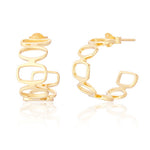 Clustdlysau Aur | Gold Plated Silver Abstract Hoop Earrings - Manon