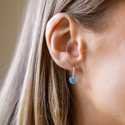 Clustdlysau Arian | Sterling Silver and Blue Opal Earrings - Mila