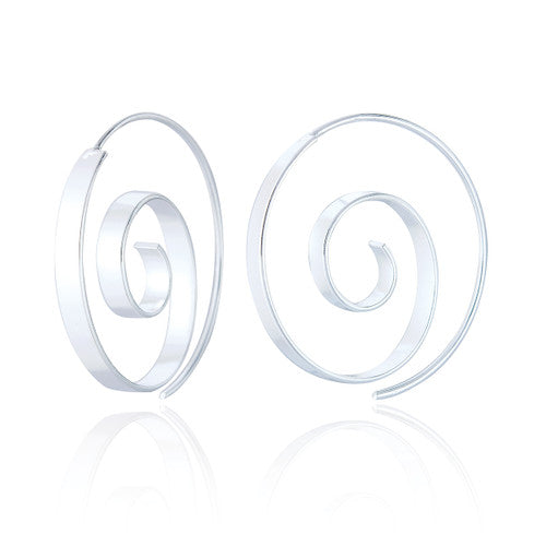 Clustdlysau Arian | Sterling Silver Pull Through Hoop Earrings - Dania