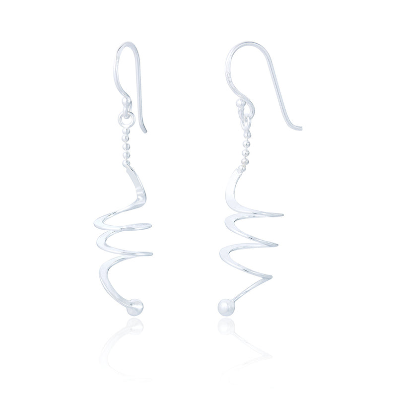 Clustdlysau Arian | Sterling Silver Coil Drop Earrings - Claribel