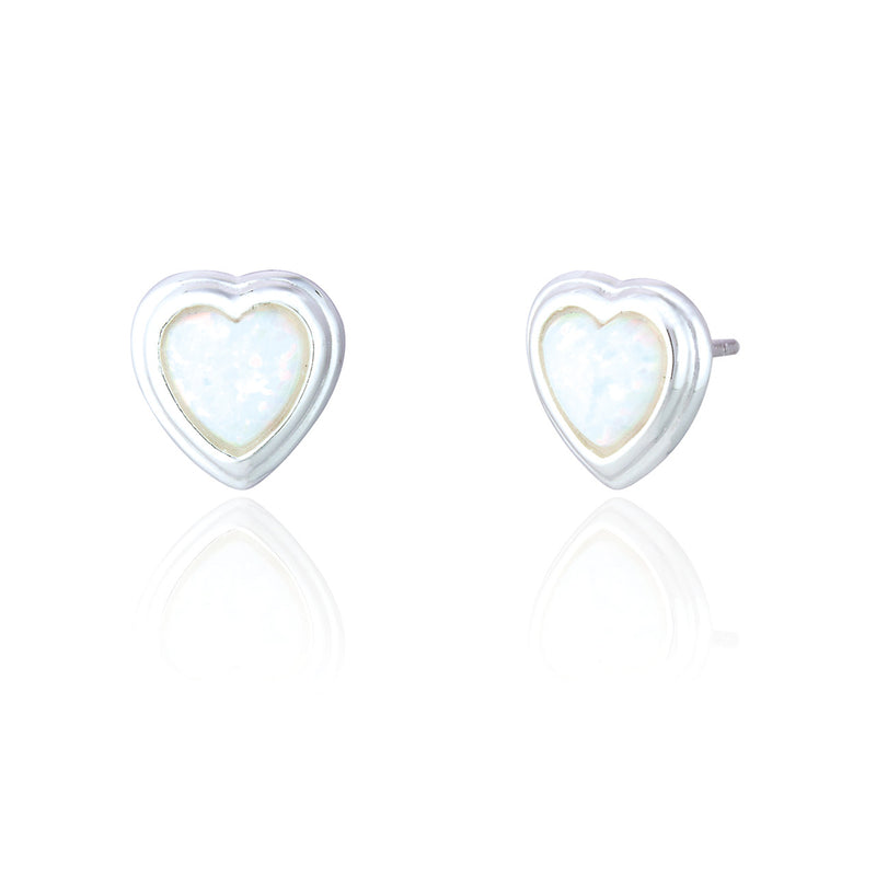 Clustdlysau Styd Arian | Sterling Silver and Blue Opal Stude Earrings - Willow
