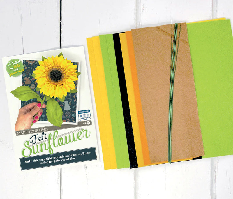 Pecyn Crefft Ffelt - Blodyn Haul | Felt Flower Craft Kit - Sunflower