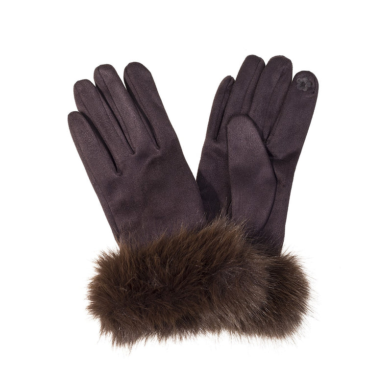 Menig Ffwr Ffug Allegra - Coco | Allegra Faux Fur Gloves - Cocoa