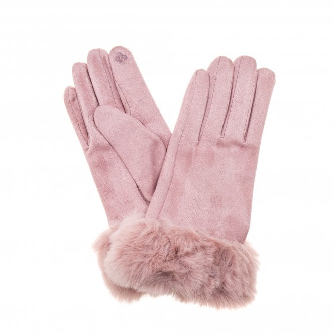 Menig Ffwr Ffug Allegra - Pinc | Allegra Faux Fur Gloves - Pink