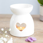 Llosgwr Olew - Malwen Wen | Oil Burner - White Heart Cut Out