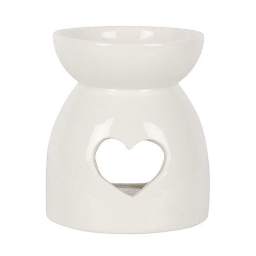 Llosgwr Olew - Malwen Wen | Oil Burner - White Heart Cut Out
